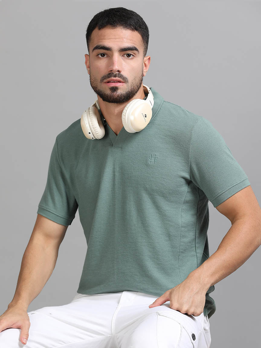 Forest Breeze V Neck Polo T-shirt
