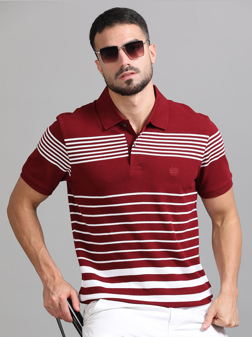 Maroon Majesty Polo Striped T-shirt
