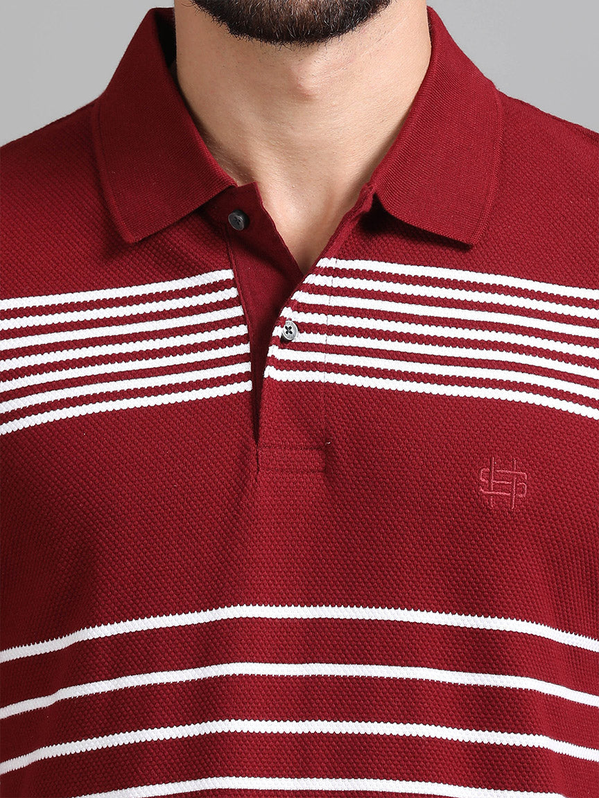 Maroon Majesty Polo Striped T-shirt