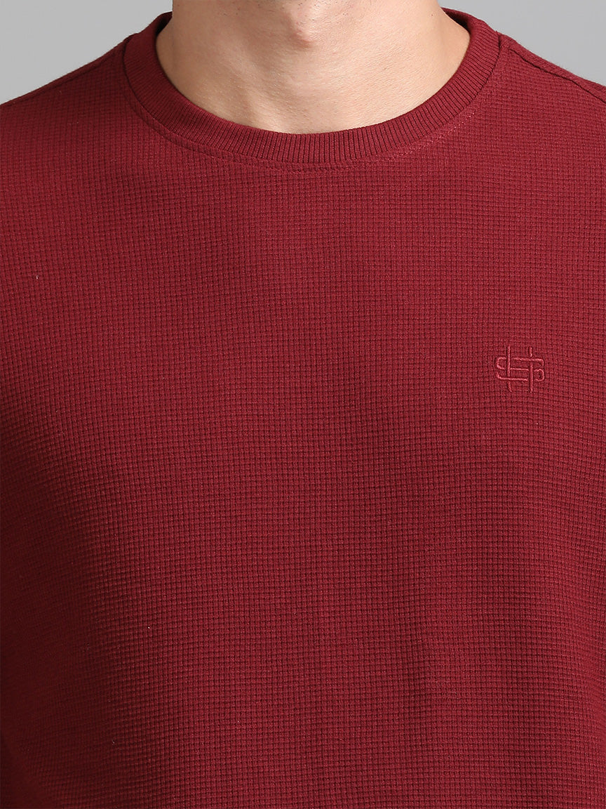Crimson Glow Oversized Solid T-shirt