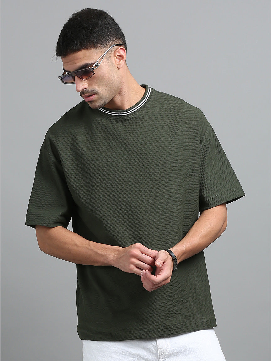 Olive Night Oversized Striped T-shirt