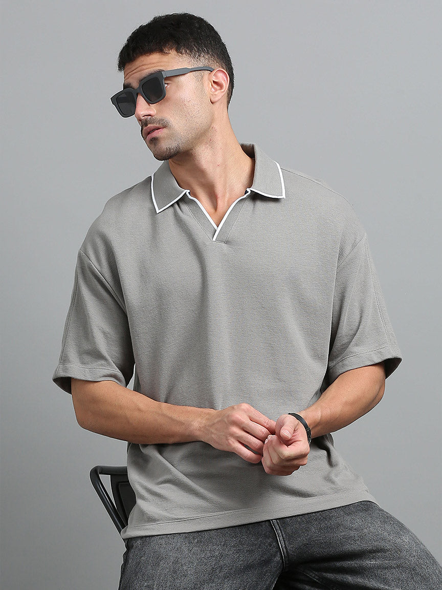 Dusty Cloud V Neck Oversized T-shirt