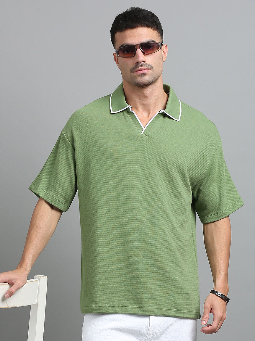 Olive Mist V Neck Oversized T-shirt