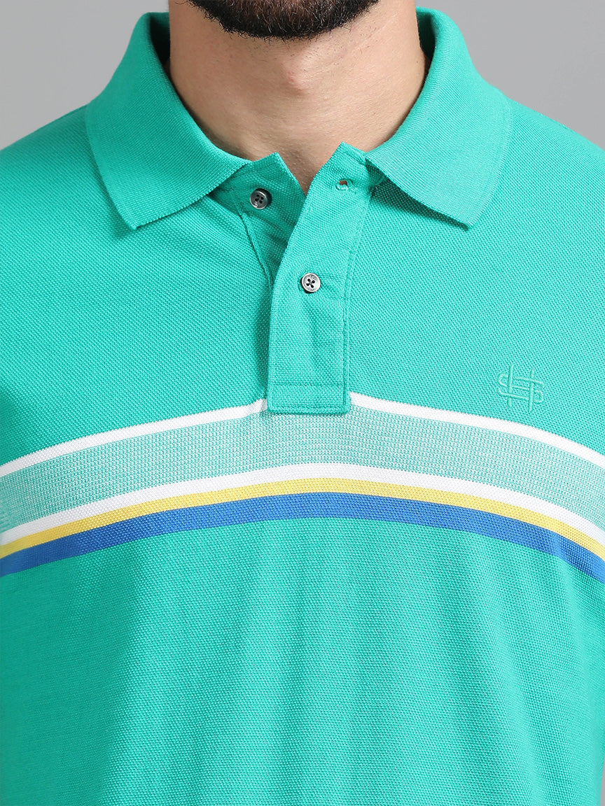 Turquoise Trek Polo Striped T-shirt