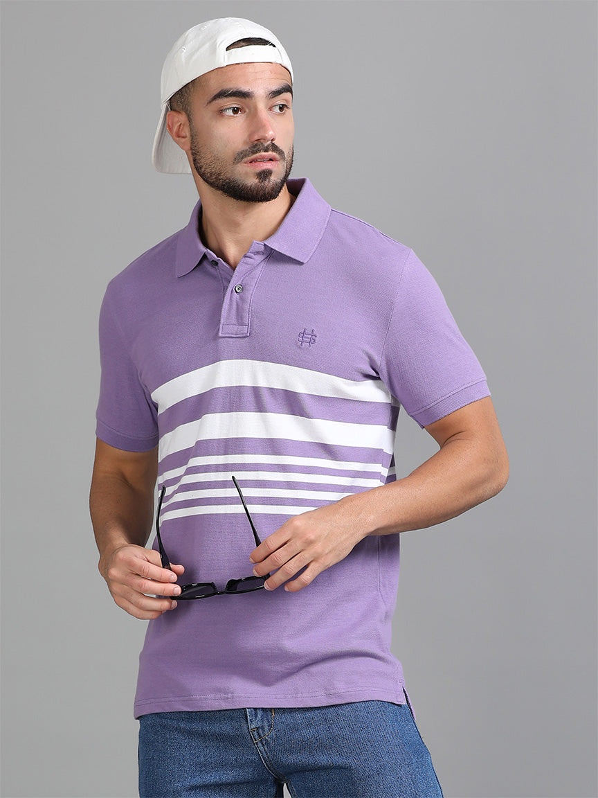 Lavender Luxe Polo Striped T-shirt
