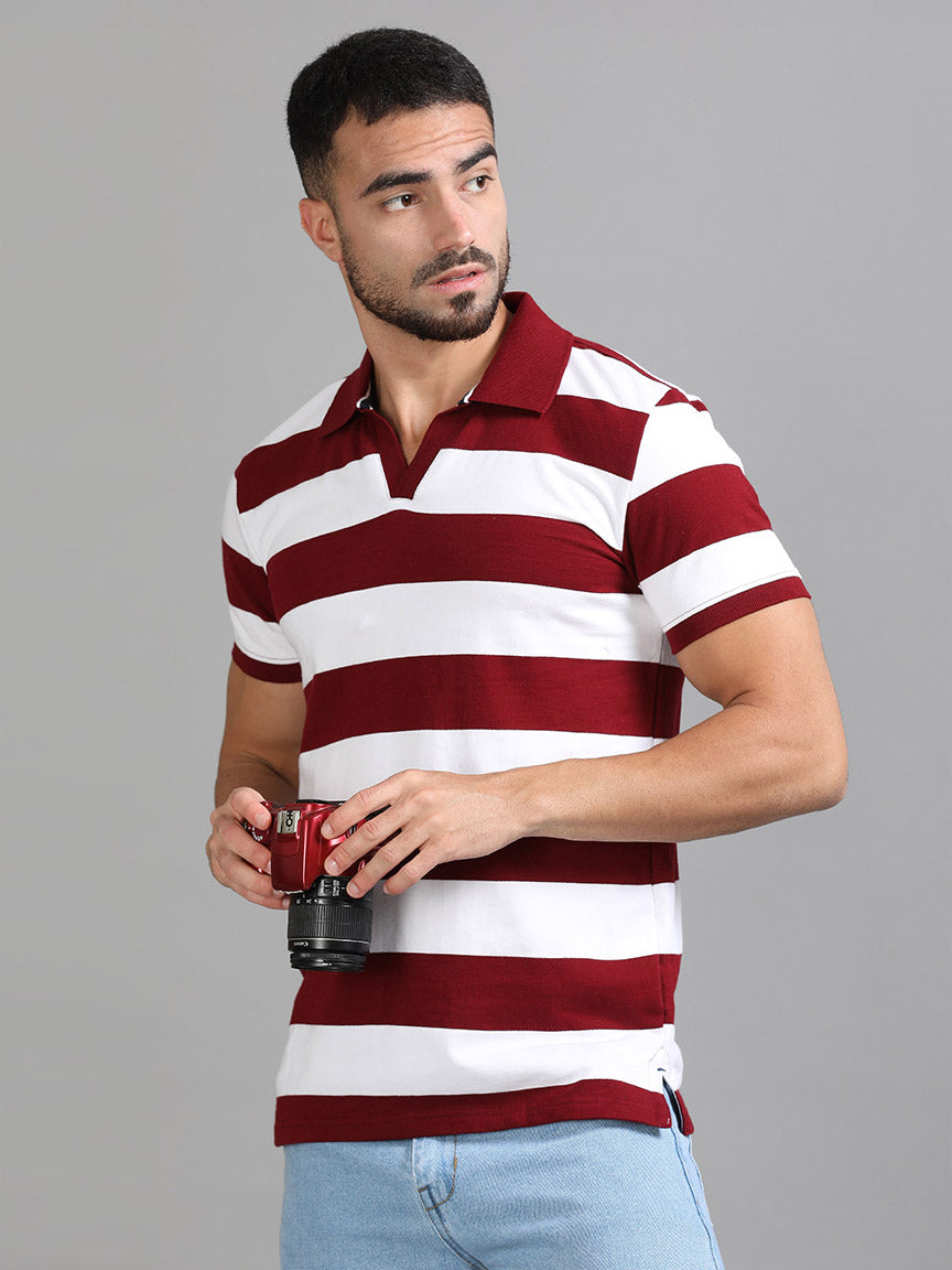 Wine Burst V Neck Polo T-shirt