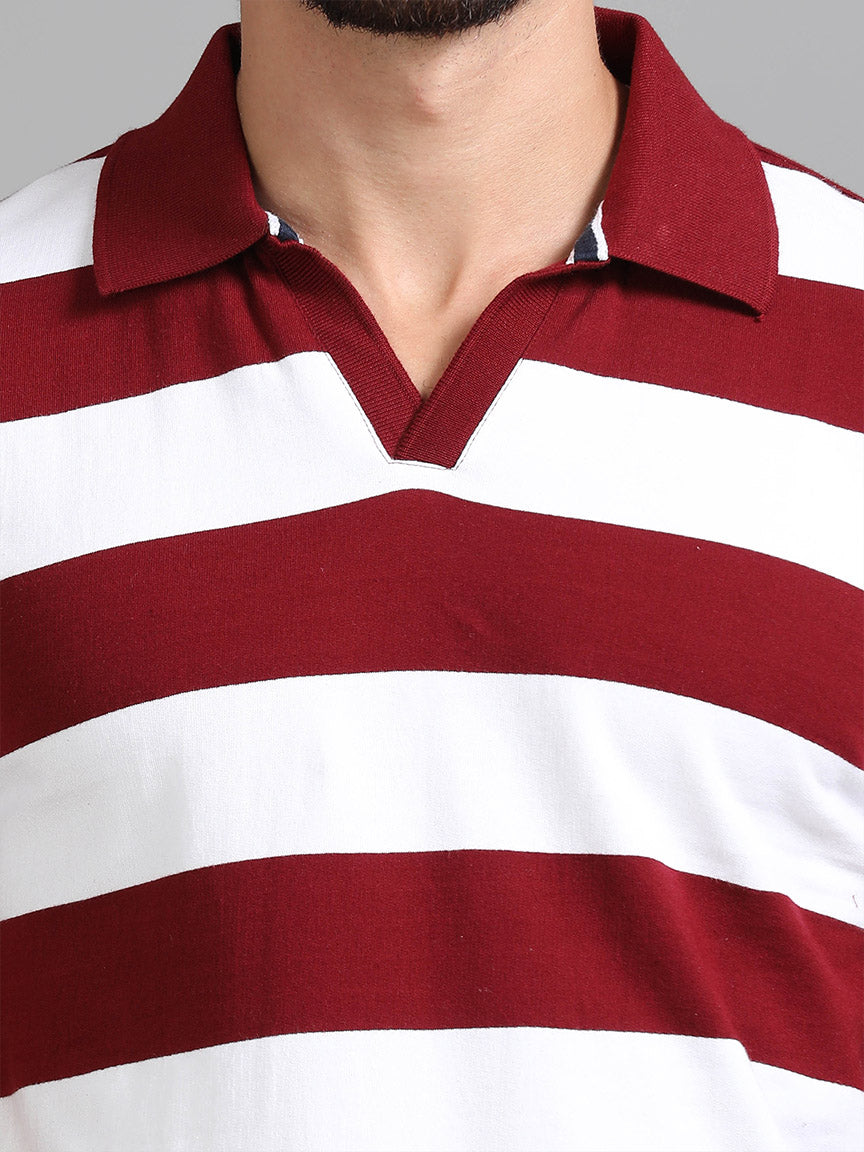 Wine Burst V Neck Polo T-shirt